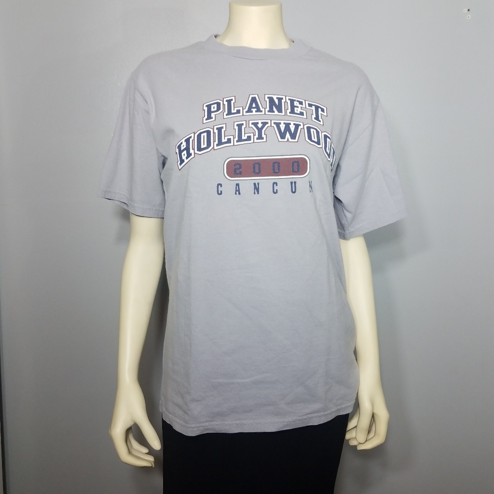 Planet Hollywood Cancun 2000 Gray Shirt Medium Unisex Vintage Y2K
